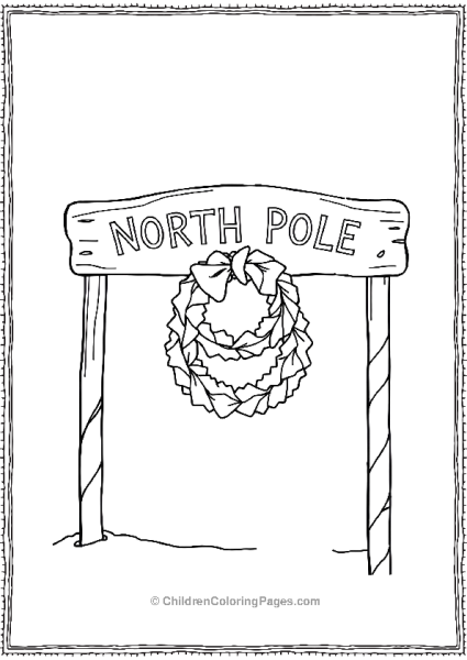 A North Pole Sign With Wreath Free PDF Printable