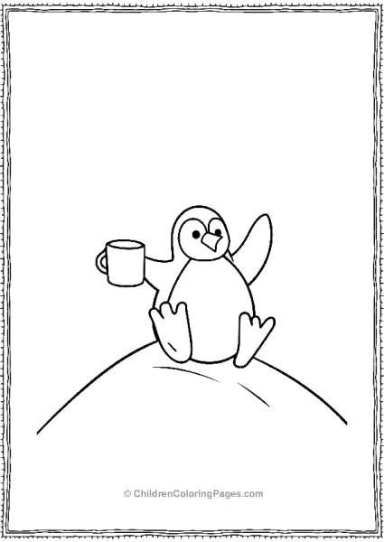 A Penguin Sliding Down A Hill With Hot Chocolate Celebrating Christmas Free PDF Printable