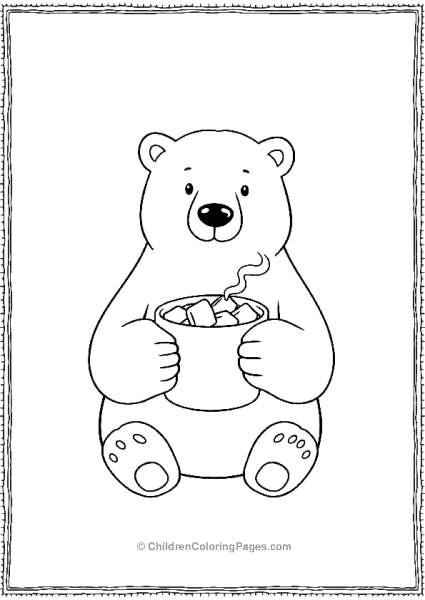 A Polar Bear Holding Hot Chocolate Free PDF Printable