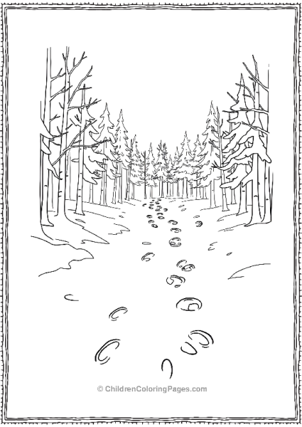 A Snowy Forest With Animals Footprints Free PDF Printable