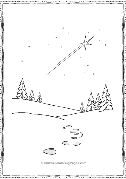 A Snowy North Pole With Shooting Star Free PDF Printable