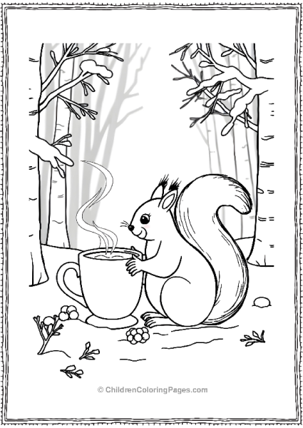 A Squirrel Sitting Next To A Hot Chocolate Free PDF Printable