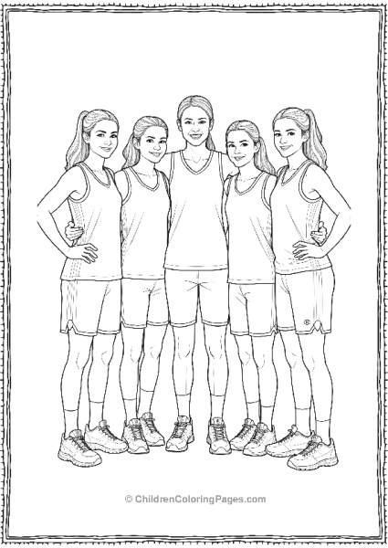 A Women’s Basketball Team With Their Coach Free PDF Printable