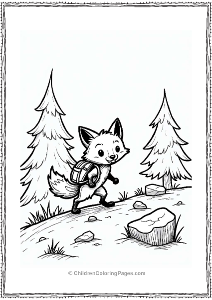 Adventurous Fox Hiking A Mountain Trail Free PDF Printable