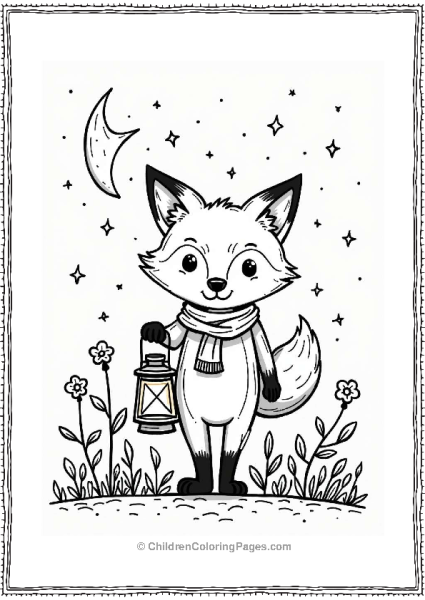 Adventurous Fox With Lantern Under Stars Free PDF Printable