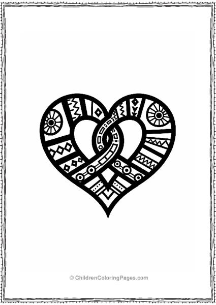 African Adinkra Heart Design Free PDF Printable