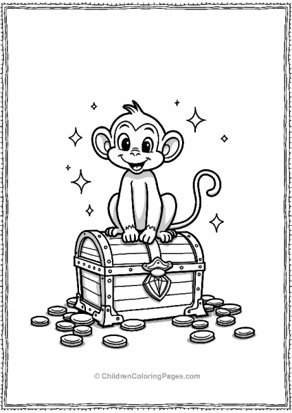 Abu The Monkey With Treasure Chest Free PDF Printable