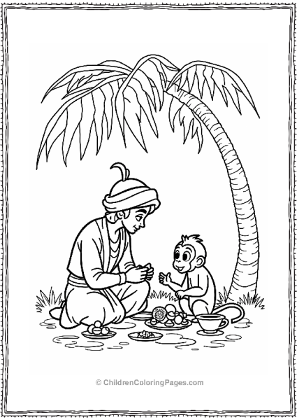 Aladdin And Abu Sharing A Meal Free PDF Printable