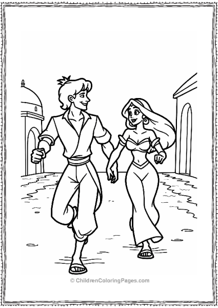 Aladdin And Jasmine Escaping Danger Free PDF Printable