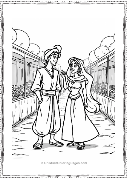 Aladdin And Jasmine In The Market Free PDF Printable