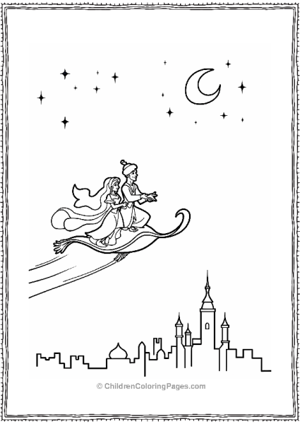 Aladdin And Jasmine Over City Lights Free PDF Printable