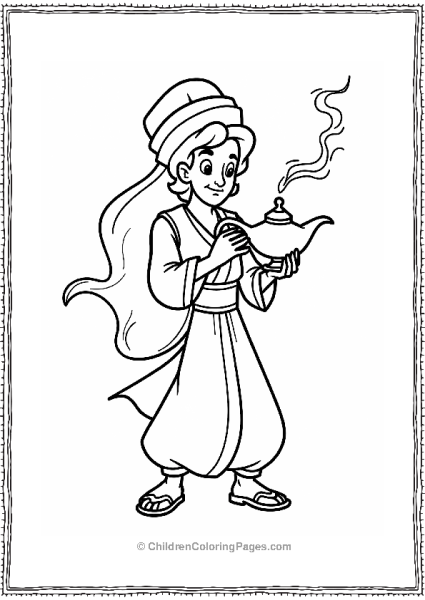 Aladdin Holding The Magic Lamp Free PDF Printable