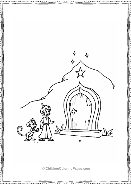 Aladdin’s Adventure In Front Of A Magical Door Free PDF Printable