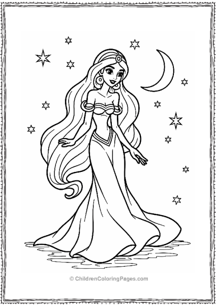 Aladdin Princess Jasmine Under A Starry Sky Free PDF Printable