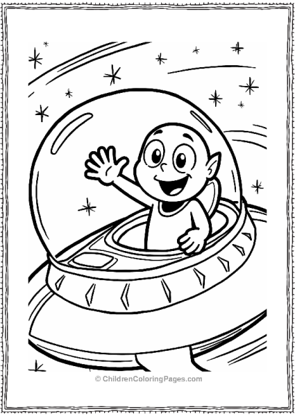 Alien Waving To Cartoon Network Character In Spaceship Free PDF Printable