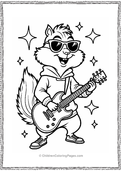 Alvin And The Chipmunks Alvin S Rock Star Pose With Guitar Free PDF Printable