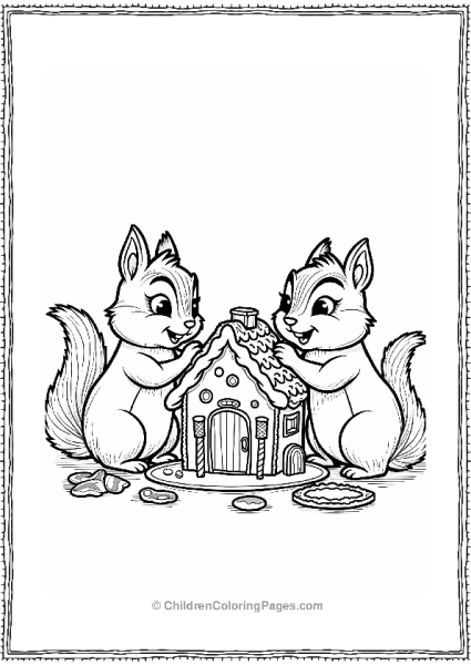 Alvin And The Chipmunks Chipmunks Decorating A Gingerbread House Free PDF Printable