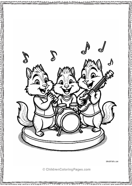 Alvin And The Chipmunks Chipmunks In A Colorful Band Free PDF Printable