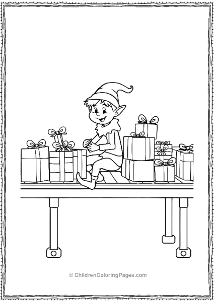 An Elf Riding The ConveyOr Belt In Workshop At The North Pole Free PDF Printable