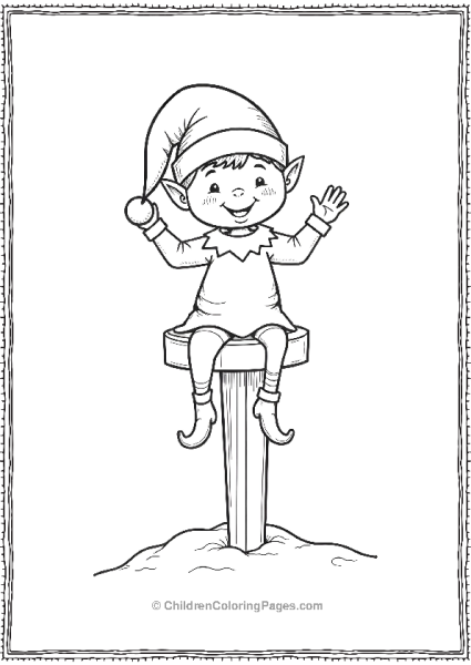 An Elf Sitting On North Pole Sign Free PDF Printable