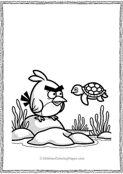 Angry Bird And Sea Turtle At Coral Reef Free PDF Printable