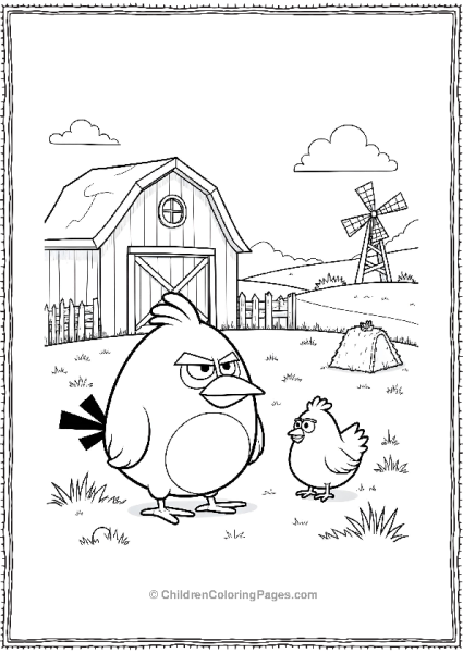 Angry Bird At The Farm With A Chick Free PDF Printable