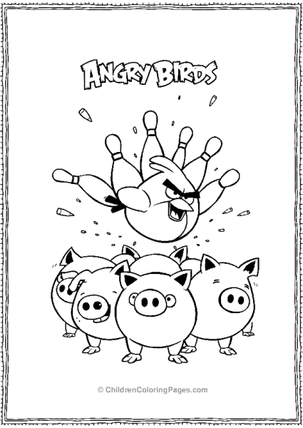 Angry Bird Bowling Into Pigs Free PDF Printable