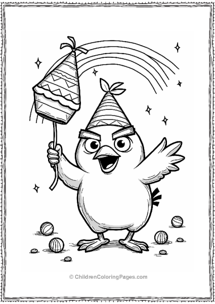 Angry Bird Celebrating Under A Pinata Free PDF Printable