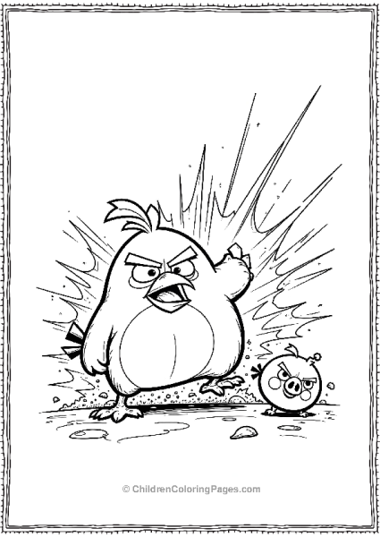 Angry Bird Charging At Pig Free PDF Printable