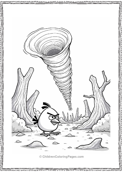 Angry Bird Confronting A Tornado Free PDF Printable