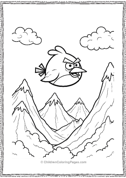 Angry Bird Flying Over Mountains Free PDF Printable