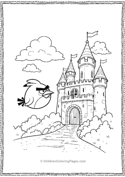 Angry Bird Flying Towards Castle Free PDF Printable