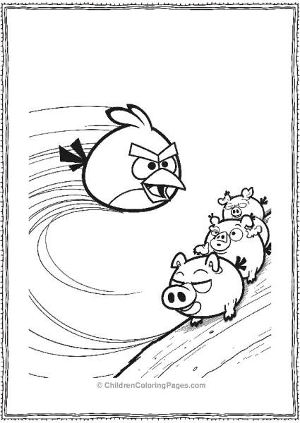 Angry Bird Flying Towards Pigs Free PDF Printable