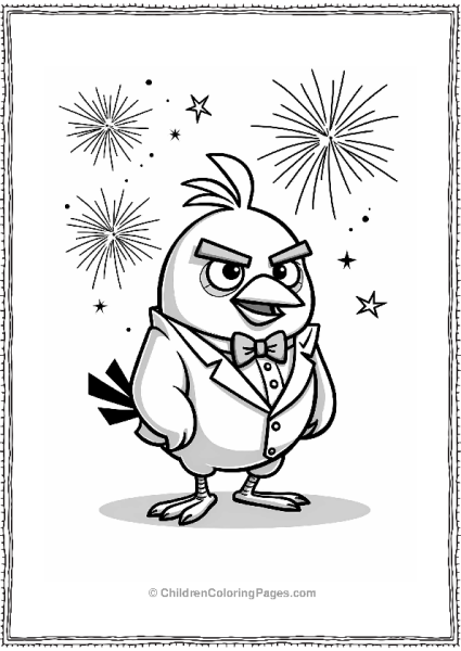 Angry Bird In A Tuxedo For New Year’s Eve Free PDF Printable