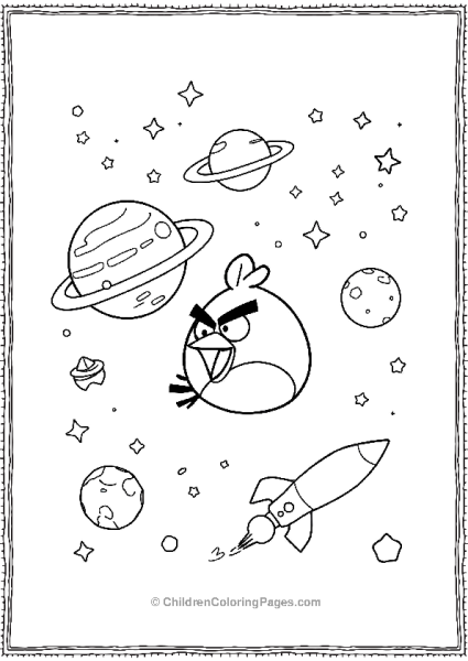 Angry Bird In Space With Rocket Free PDF Printable