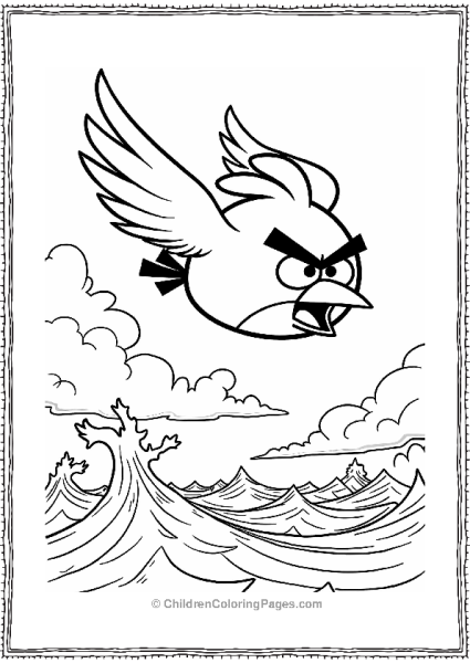 Angry Bird Over Stormy Ocean Free PDF Printable