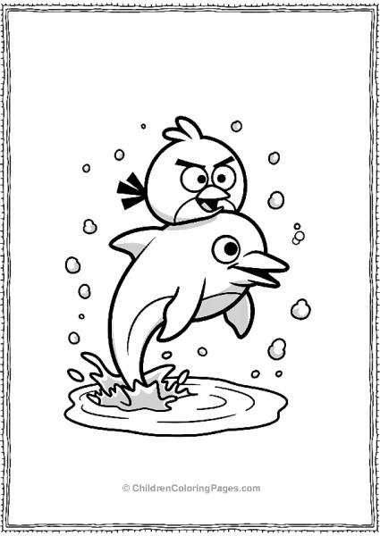 Angry Bird Riding A Dolphin Free PDF Printable