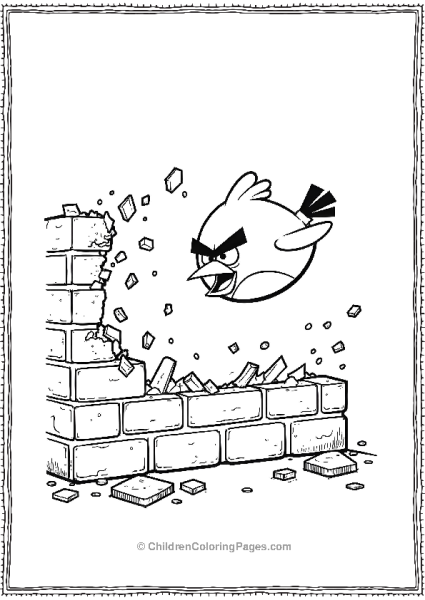 Angry Bird Smashing Through Brick Wall Free PDF Printable