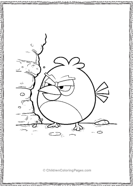 Angry Bird Standing Near A Stone Wall Free PDF Printable