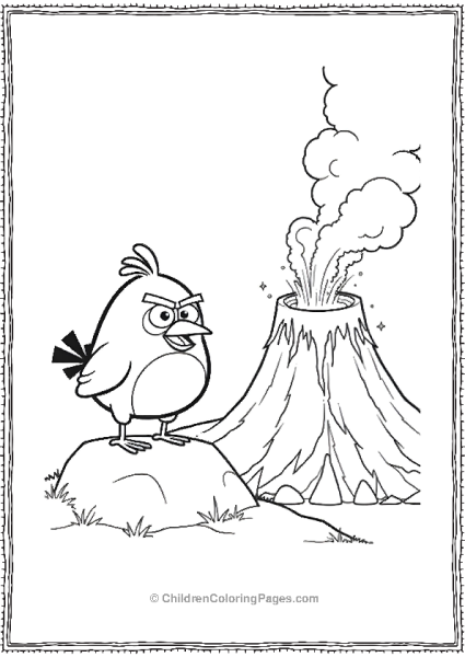 Angry Bird Watching Volcano Erupt Free PDF Printable