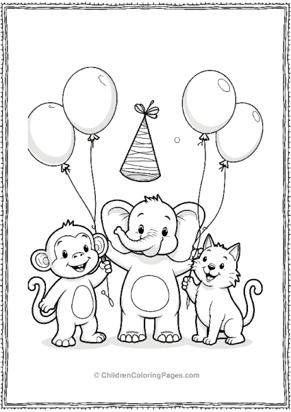 Animal Party With Balloons Free PDF Printable