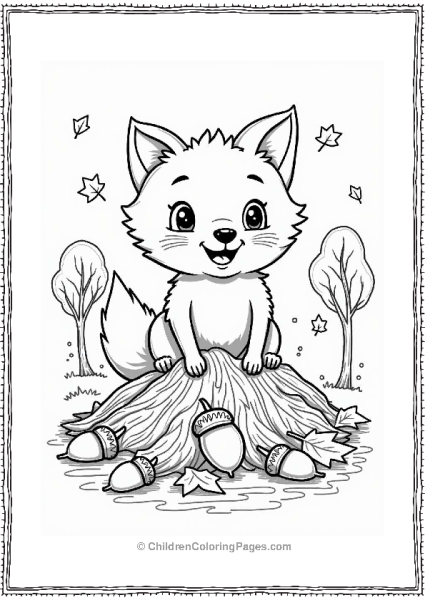 Autumn Fox Playing In Falling Leaves Free PDF Printable