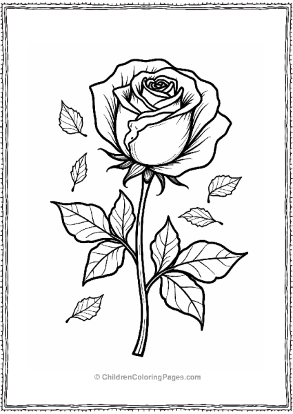 Autumn Rose With Leaves Free PDF Printable