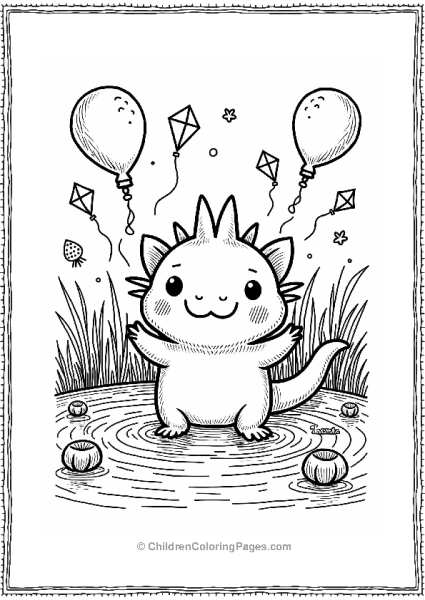 Axolotl At A Spring Festival Free PDF Printable