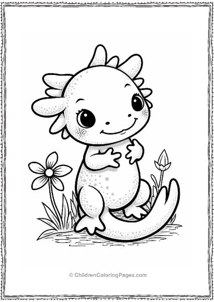 Axolotl Beside A Flower Free PDF Printable