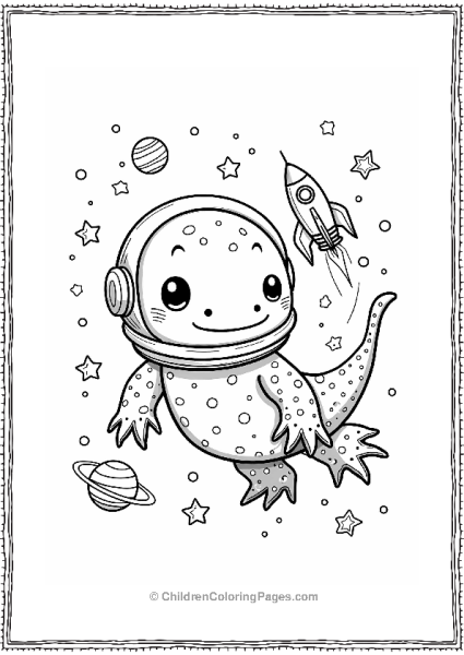 Axolotl Cosmic Explorer In Space Free PDF Printable