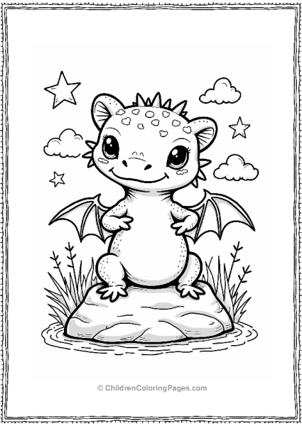 Axolotl Dragon In A Starry Sky Free PDF Printable