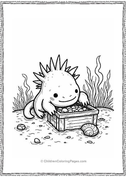 Axolotl Exploring Sunken Treasure Free PDF Printable