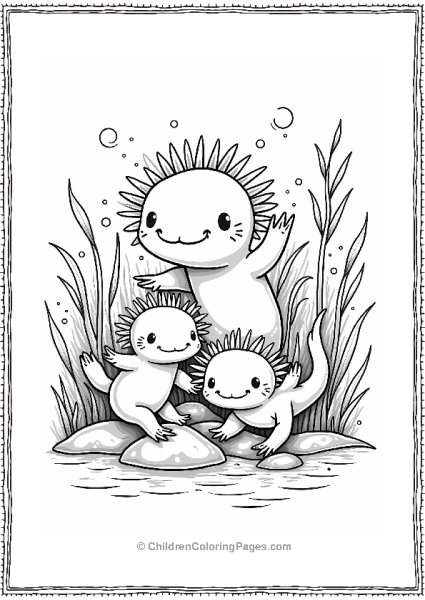 Axolotl Family Swimming Together Free PDF Printable