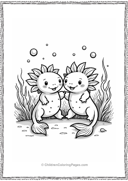 Axolotl Friends Swimming Together Free PDF Printable